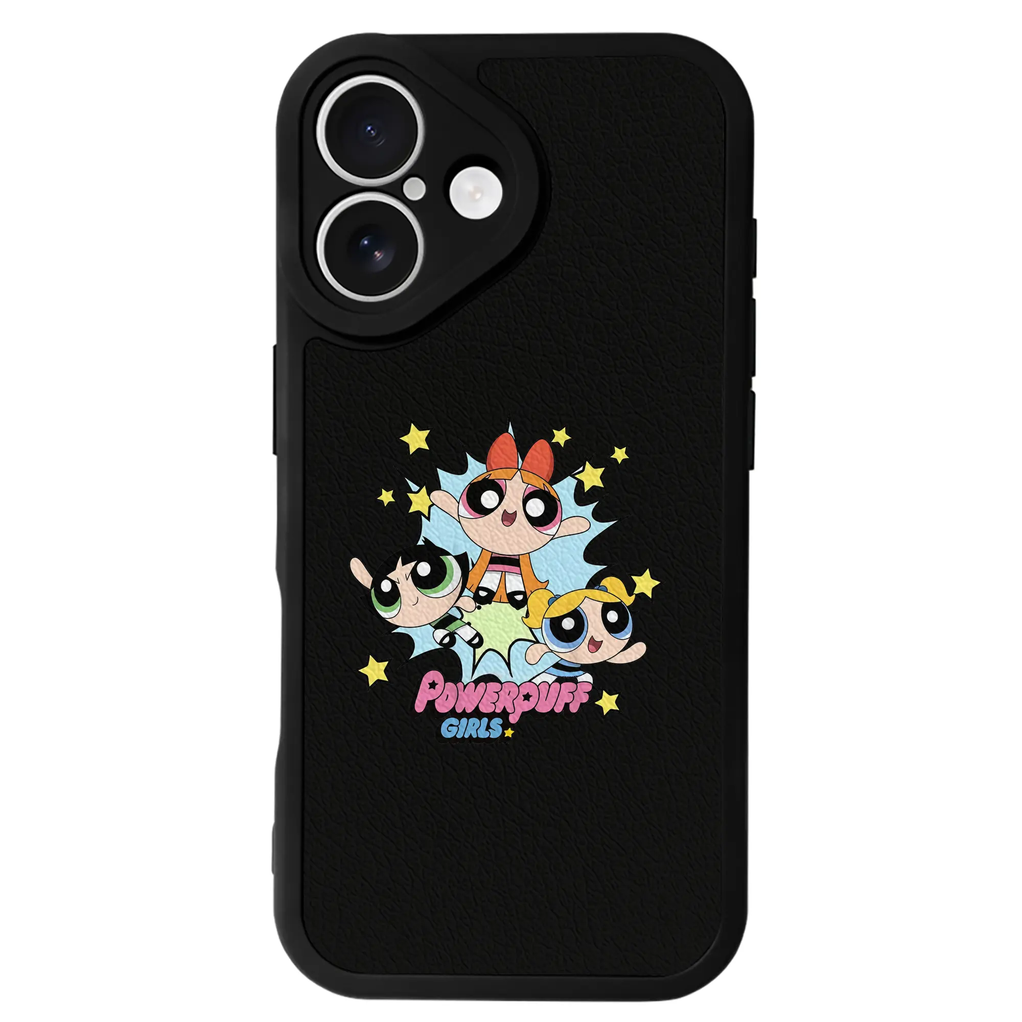 パワパフガールズ グッズ バブルス - IPhone 16シリーズ対応 ・ シリコンスマホケース ・ レザー調 ・ 高精度フィット ・ 耐衝撃 ・ ワイヤレス充電対応 ・ 精密カット